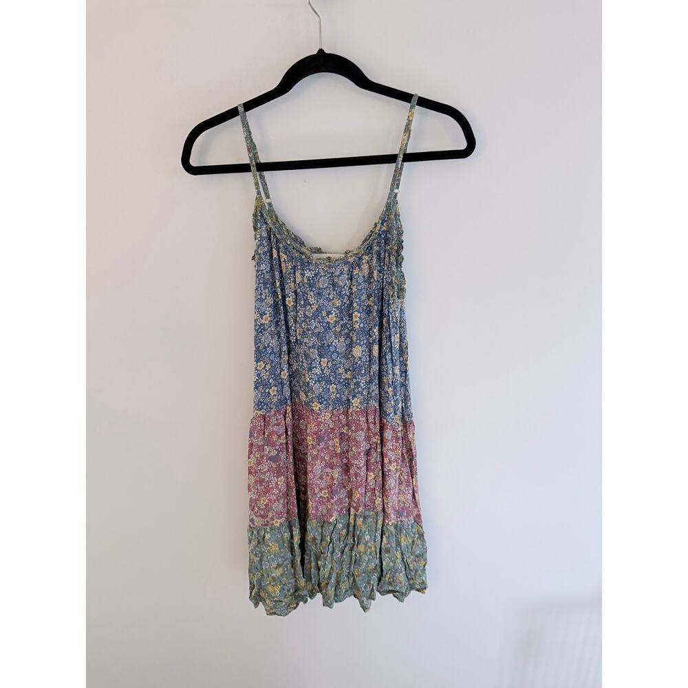 Natural Life Floral Patchwork Tiered Multicolor Floral Babydoll Dress - Size M - Picture 2 of 7